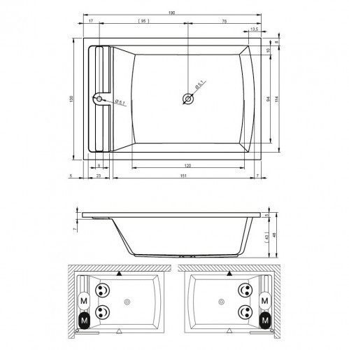 Гидромассажная ванна RIHO SAVONA BLISS 190x130