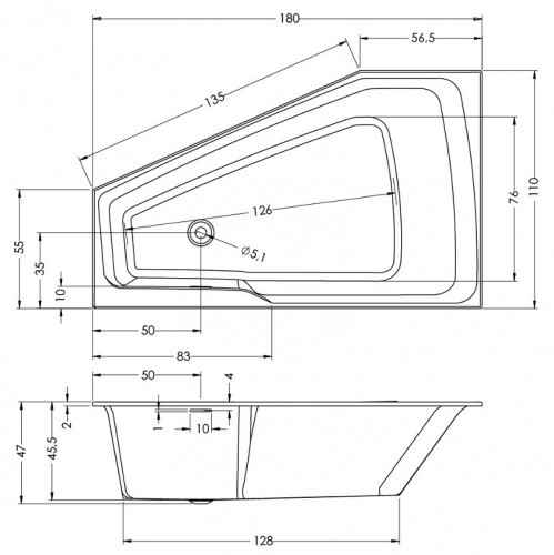 Отдельностоящая ванна RIHO RETHINK SPACE 180x110 R PLUG & PLAY, B115005005 (BD8500500000000)