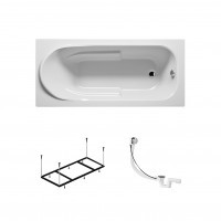 Комплект акриловая ванна RIHO COLUMBIA 160x75, B001001005 с каркасом и сливом-переливом