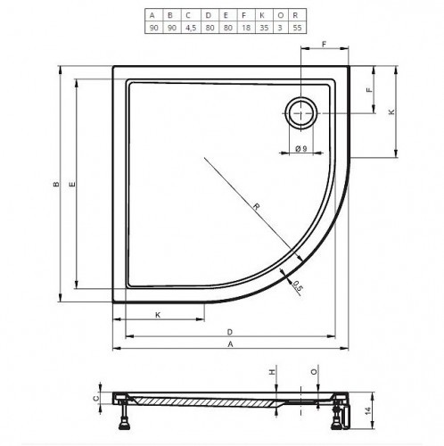 Акриловый душевой поддон Riho Davos 281 90x90 белый R55 + панель DA8900500000000