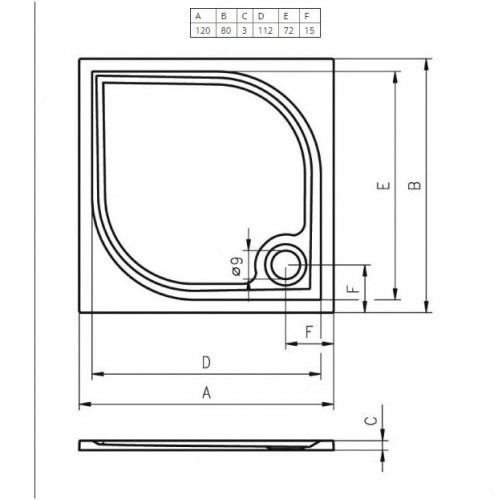 Панель для душевого поддона Riho Kolping P34 L 120x80x10 333L P34005000000000