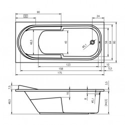 Комплект акриловая ванна RIHO COLUMBIA 175x80, B003001005 с каркасом