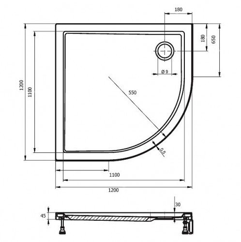 Акриловый душевой поддон Riho Davos 289 120x120 белый R55 + панель DA9700500000000