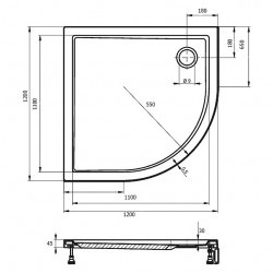 Акриловый душевой поддон Riho Davos 289 120x120 белый R55 + панель DA9700500000000