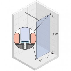 Душевая перегородка RIHO Scandic S400 FLAT 750x2000 mm, GC4920F
