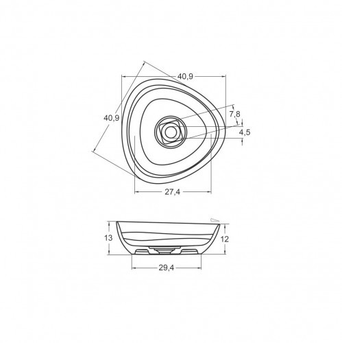 Раковина из искусственного камня SOLID SURFACE RIHO OVIEDO 41х41х13, W021001105 (F70020)