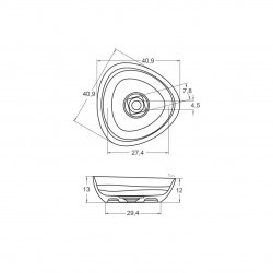 Раковина из искусственного камня SOLID SURFACE RIHO OVIEDO 41х41х13, W021001105 (F70020)