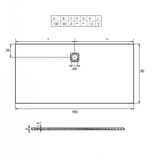 Душевой поддон RIHO VELVET SOLE DN32 180x90 см