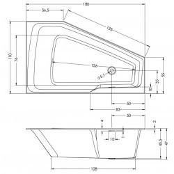 Отдельностоящая ванна RIHO RETHINK SPACE 180x110 L PLUG &amp; PLAY, B116005005 (BD8600500000000)