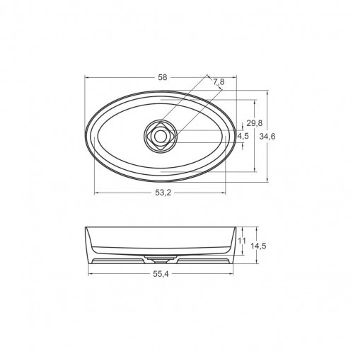 Раковина из искусственного камня SOLID SURFACE RIHO OVAL 58х35х15, W025001105 (F70028)