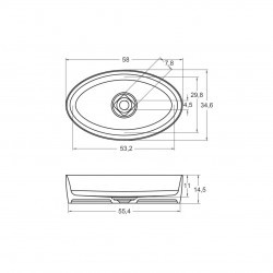 Раковина из искусственного камня SOLID SURFACE RIHO OVAL 58х35х15, W025001105 (F70028)