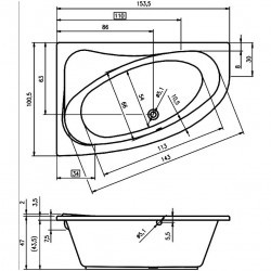 Гидромассажная ванна RIHO LYRA FLOW 153x100 R