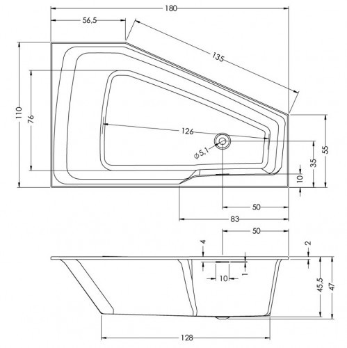 Отдельностоящая ванна RIHO RETHINK SPACE 180x110 L PLUG & PLAY FALL, B116009005 (BD86C0500000000)