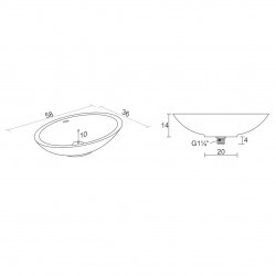 Раковина из искусственного камня SOLID SURFACE RIHO AVELA OVAL W, W016003105 (F7AN6058361110)