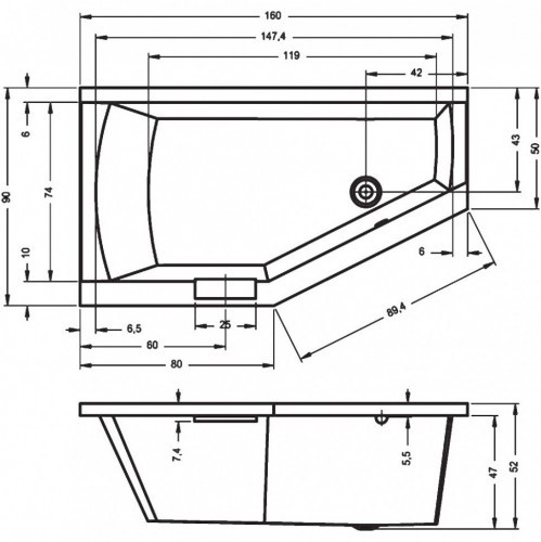 Гидромассажная ванна RIHO GETA JOY 160x90 R