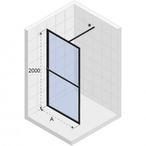Душевая перегородка RIHO SZ LUCID GD400 1000 x 2000 BLACK, GD410B000
