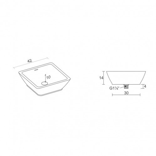 Раковина из искусственного камня SOLID SURFACE RIHO AVELA SQUARE W, F7AN6042421110