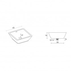 Раковина из искусственного камня SOLID SURFACE RIHO AVELA SQUARE W, F7AN6042421110