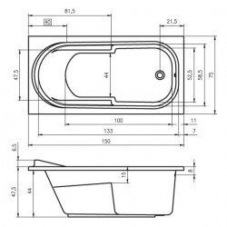Акриловая ванна RIHO COLUMBIA 150x75, B002001005 (BA0200500000000)