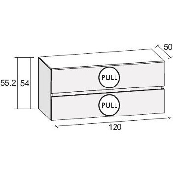 Мебель для ванной RIHO AVELLA SET A-3 120 см, мраморная столешница, высота 54, отделка под дерево