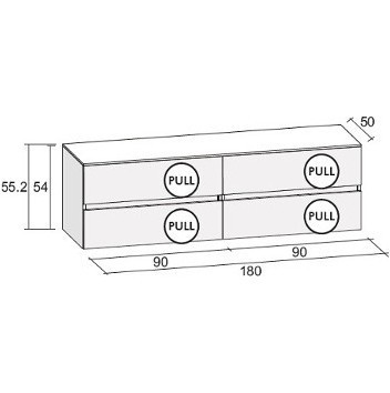 Мебель для ванной RIHO AVELLA SET A-3 180 см, мраморная столешница, высота 54, глянцевый лак