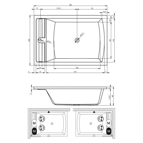Акриловая ванна RIHO SAVONA 190x130, B065001005 (BB7900500000000)