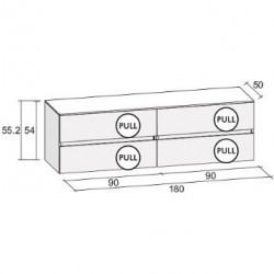 Мебель для ванной RIHO AVELLA SET A-3 180 см, мраморная столешница, высота 54, лак матовый