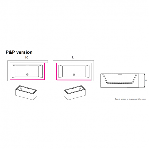 Отдельностоящая ванна RIHO RETHINK CUBIC 180x80 R -PLUG & PLAY, B106011005 (BD9100500000000)