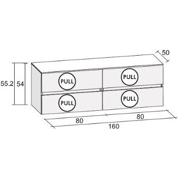 Мебель для ванной RIHO AVELLA SET A-3 160 см, мраморная столешница, отделка под дерево