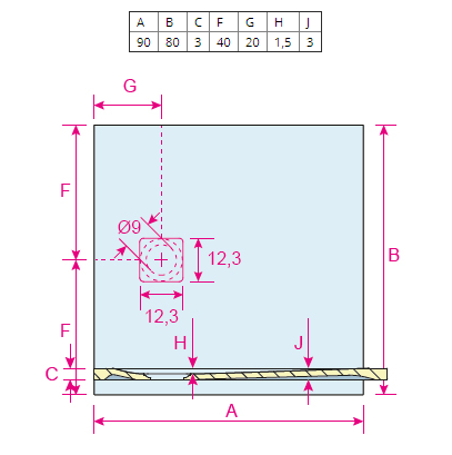 Душевой поддон RIHO VELVET SOLE DN12 90x80 см