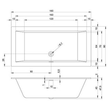Гидромассажная ванна RIHO RETHINK CUBIC FLOW 180x90 FALL