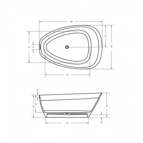 Ванна из искусственного мрамора Solid Surface RIHO TOLEDO 160х110, B126001105