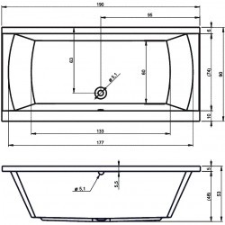 Комплект акриловая ванна RIHO JULIA 190x90, B023001005 с каркасом, сливом-переливом и фронтальной панелью