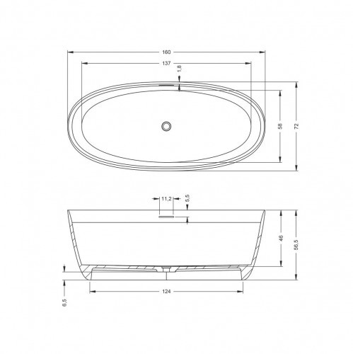 Ванна из искусственного камня RIHO OVAL 160х72, B129001105