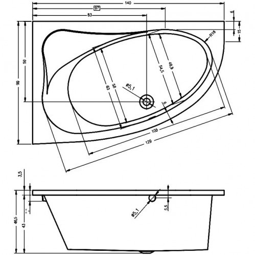 Гидромассажная ванна RIHO LYRA AIR 140x90 R