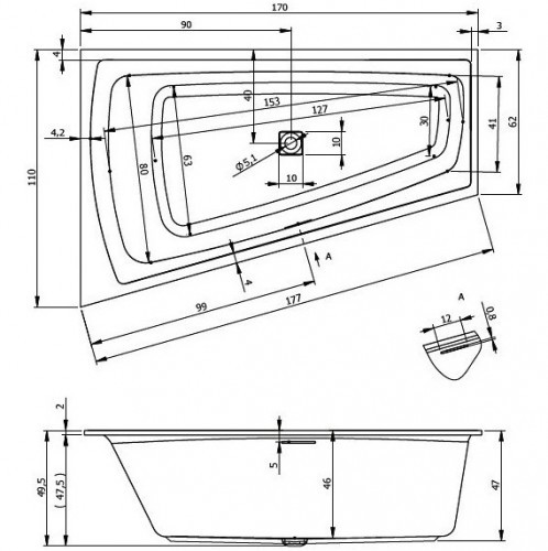 Гидромассажная ванна RIHO STILL SMART R FLOW 170x110