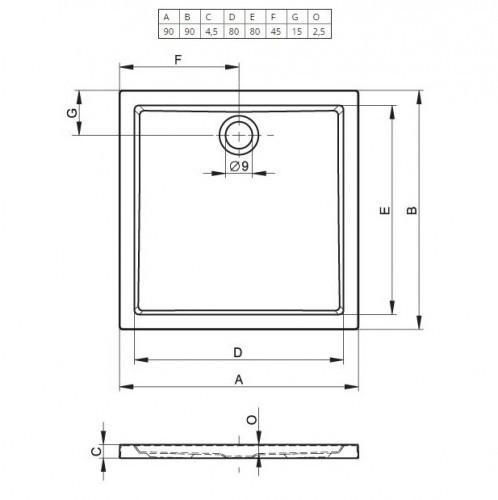 Акриловый душевой поддон Riho Zurich 250 90x90 белый DA5800500000000
