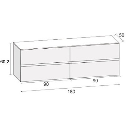 Мебель для ванной RIHO AVELLA SET A-3 180 см, мраморная столешница, высота 59, отделка под дерево