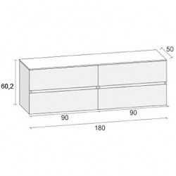 Мебель для ванной RIHO AVELLA SET A-3 180 см, мраморная столешница, высота 59, отделка под дерево