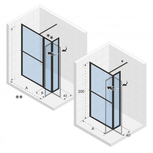 Душевой уголок RIHO SZ LUCID GD402 SWING 900 x 300 x 2000 BLACK, G005059121