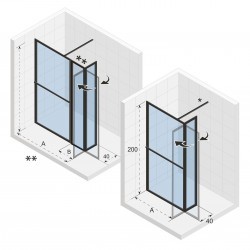 Душевой уголок RIHO SZ LUCID GD402 SWING 900 x 300 x 2000 BLACK, G005059121