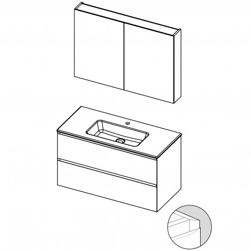 Мебель для ванной Spring Glow SET B-1 120 см, 2 смесителя, 2 раковины, глянцевый лак