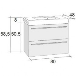Мебель для ванной RIHO Bologna 48 SET A-1 80 см, раковина с крыльями, глянцевый лак