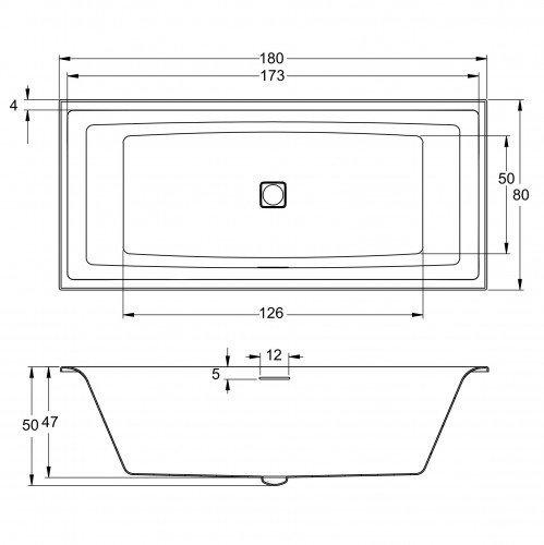 Акриловая ванна RIHO STILL SQUARE 180x80 R LED FALL, B099033005