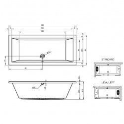 Комплект акриловая ванна RIHO LUSSO 180-80, B036001005 с каркасом