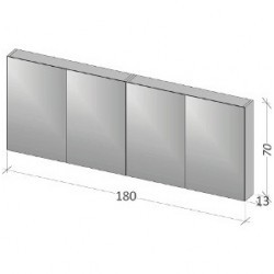 Зеркальный шкафчик RIHO  Typ 13 180 x 70 x 13 см, отделка под дерево