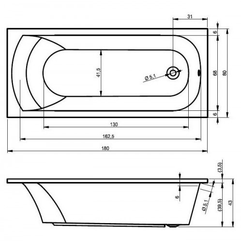 Гидромассажная ванна RIHO MIAMI AIR 180x80