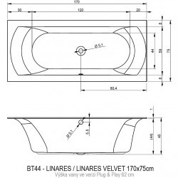 Акриловая ванна RIHO LINARES 170 RIGHT - PLUG & PLAY, B141010005 (BD5300500000000)