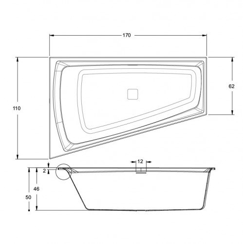 Акриловая ванна RIHO STILL SMART 170x110 R LED FALL, B101010005