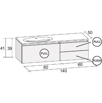 Мебель для ванной RIHO AVIANO 50 SET A-2 140 см, раковина слева, глянцевый лак